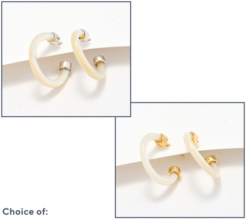 Affinity Gems Carved Opaque Gemstone 3/4" Hoop Earrings, Sterling Silver — View 13