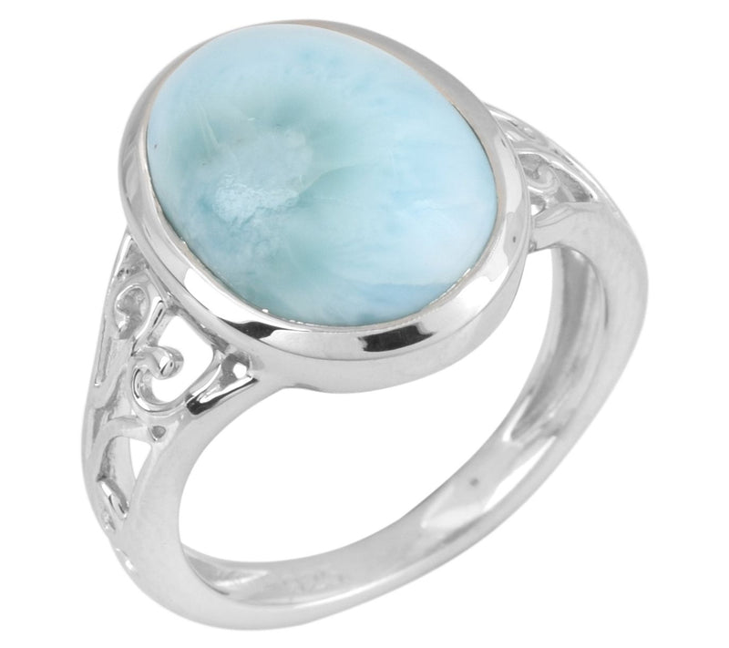 Affinity Gems Oval Larimar Solitaire Ring, Sterling Silver — View 4