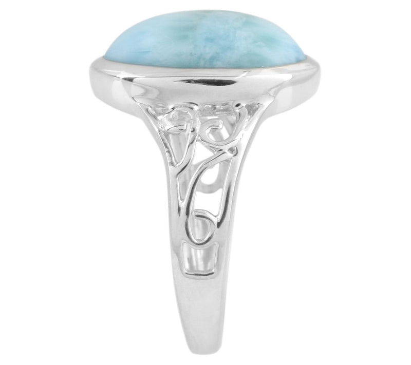 Affinity Gems Oval Larimar Solitaire Ring, Sterling Silver — View 6