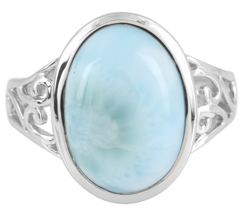 Affinity Gems Oval Larimar Solitaire Ring, Sterling Silver — View 3