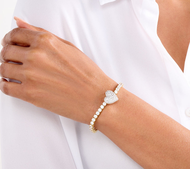 Diamonique x Jennifer Miller Tennis Bracelet, 14K Gold Plated — View 5