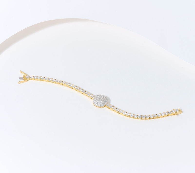 Diamonique x Jennifer Miller Tennis Bracelet, 14K Gold Plated — Main view