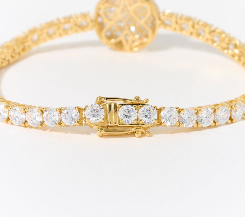 Diamonique x Jennifer Miller Tennis Bracelet, 14K Gold Plated — View 2