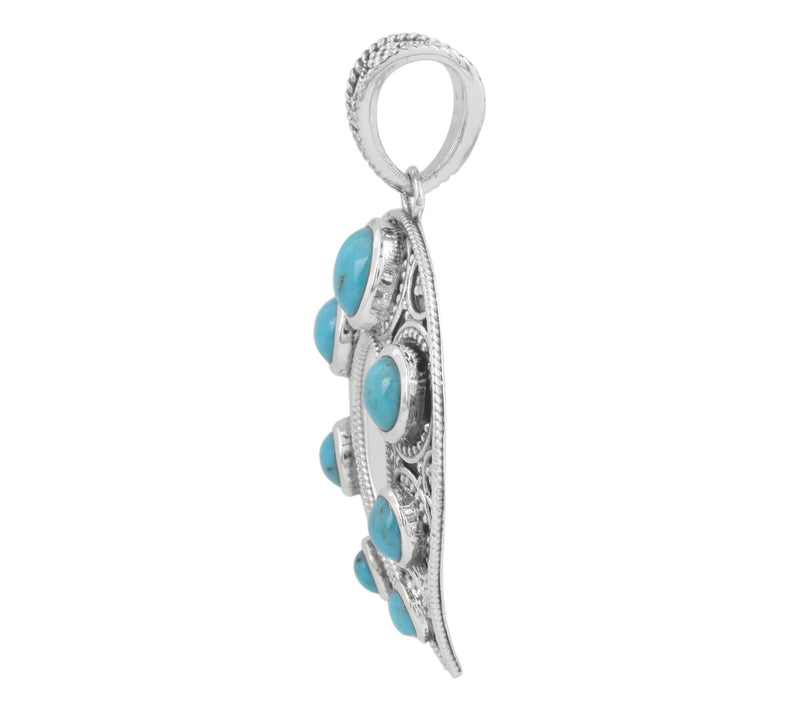 Artisan Crafted Sterling Silver Turquoise Horseshoe Pendant — View 4