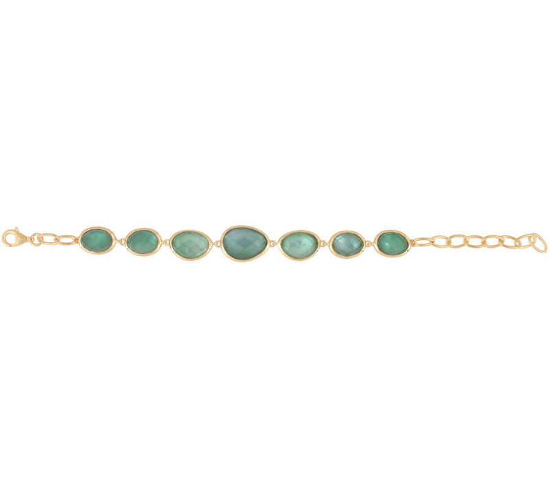 Affinity Gems 14K Plated Green Shell & Quartz Doublet Bracelet — View 5