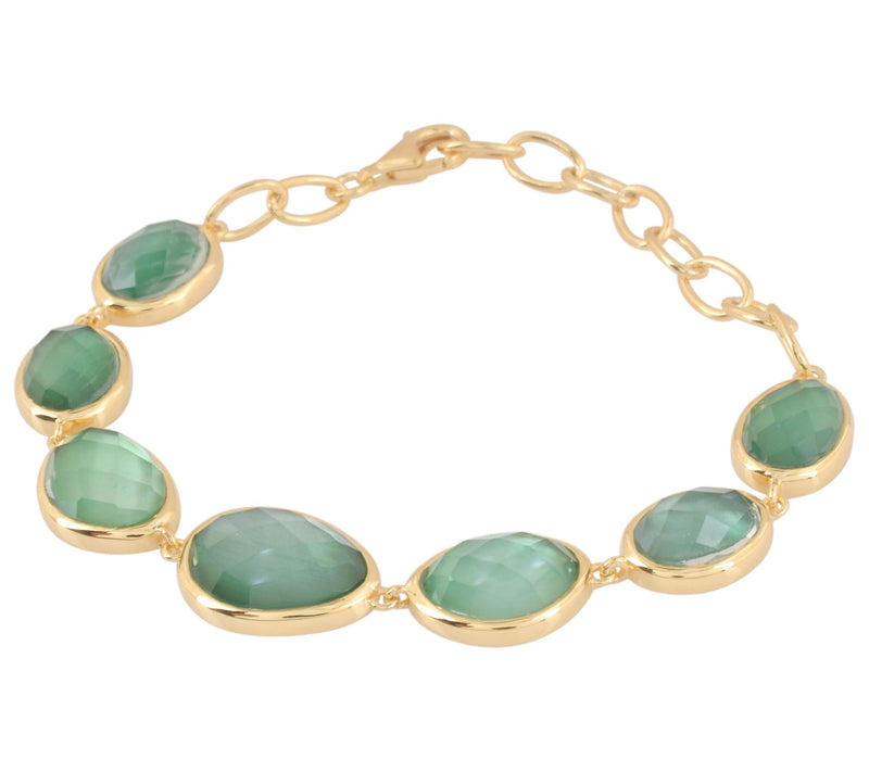 Affinity Gems 14K Plated Green Shell & Quartz Doublet Bracelet — View 4