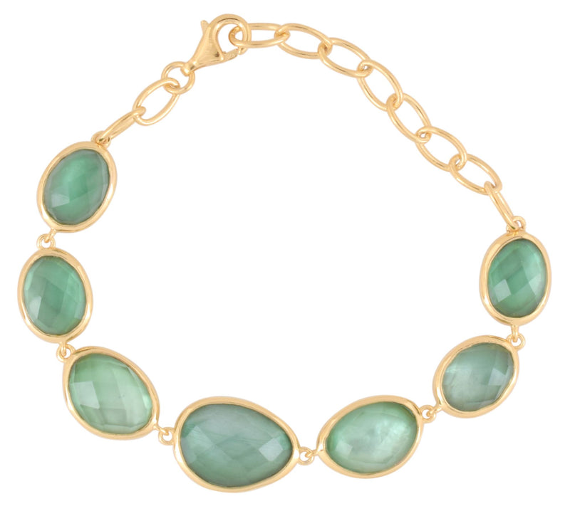Affinity Gems 14K Plated Green Shell & Quartz Doublet Bracelet — Main view