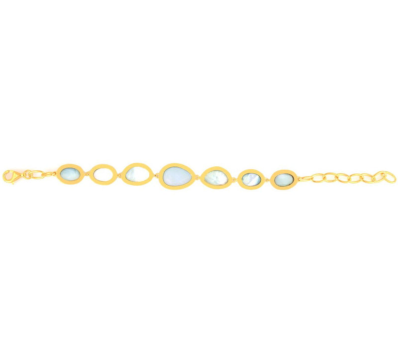 Affinity Gems 14K Plated Green Shell & Quartz Doublet Bracelet — View 6