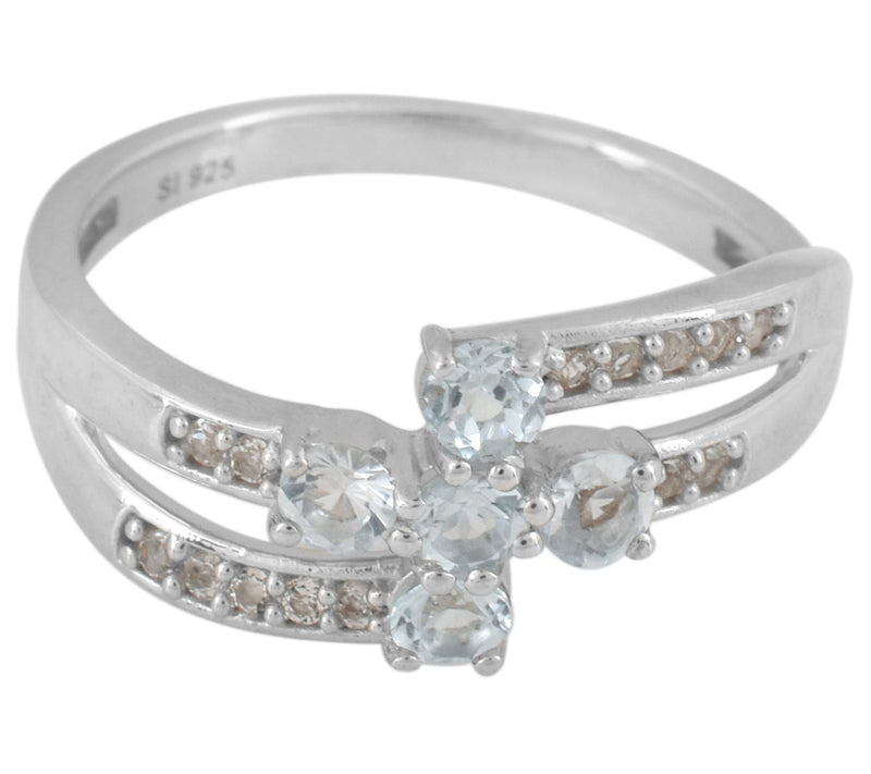 Affinity Gems Blue & White Topaz Bypass Ring, Sterling Silver — View 3