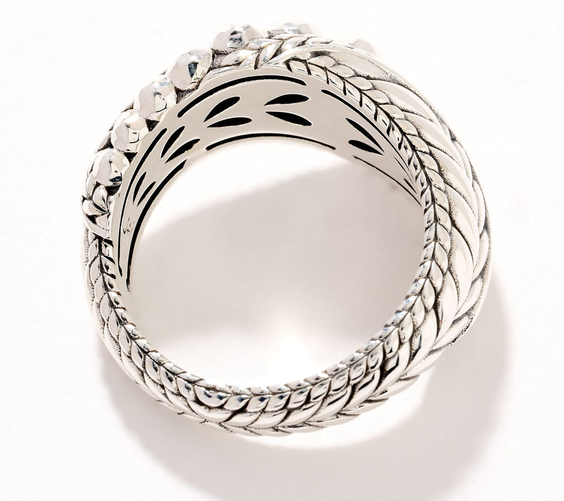 JAI Sterling Silver Hammered Bead Ring — View 3