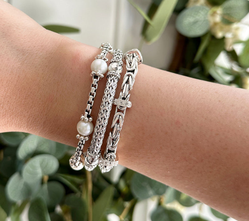 JAI Sterling Silver Cultured Pearl Station Bracelet — View 3