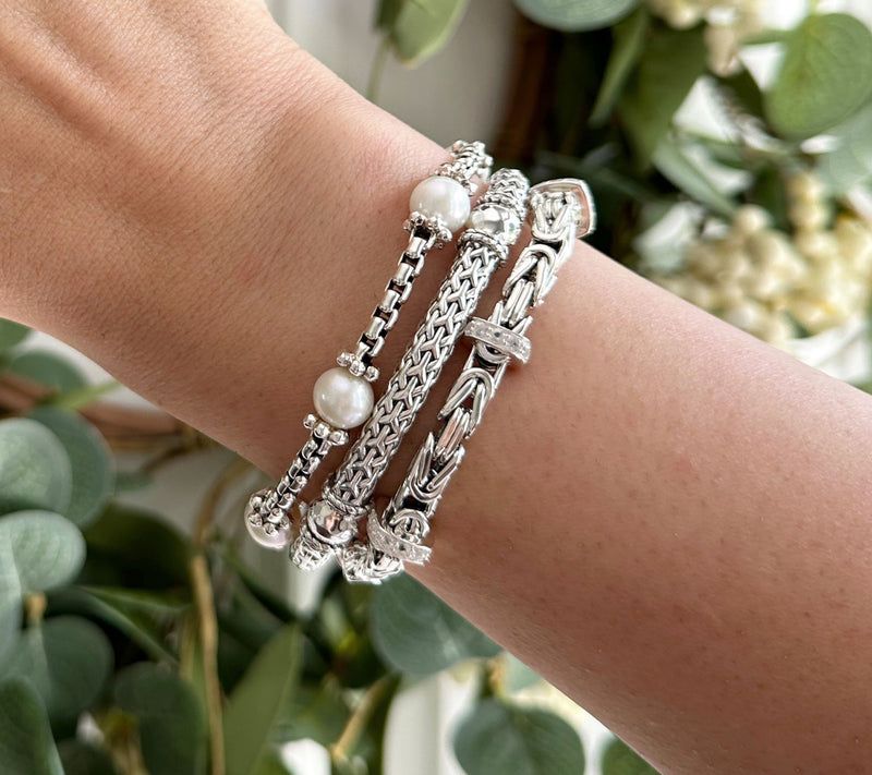 JAI Sterling Silver Cultured Pearl Station Bracelet — View 4