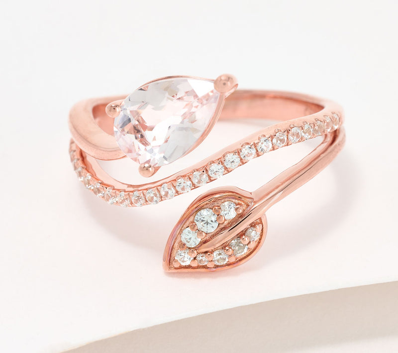 Affinity Gems Pear Morganite & White Zircon Ring, Sterling Silver — Main view