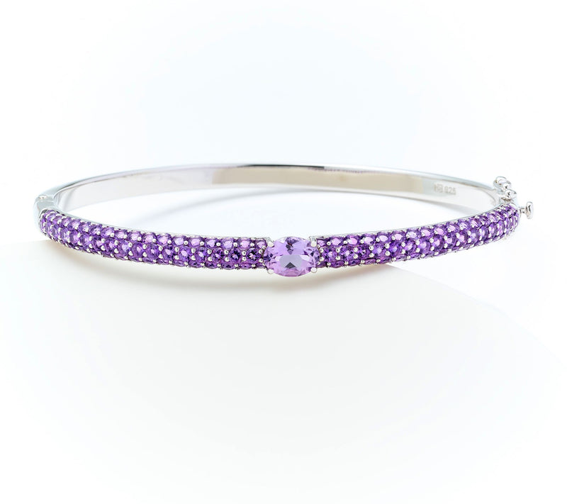 Affinity Gems Oval Gemstone Bangle, Sterling Silver — View 10