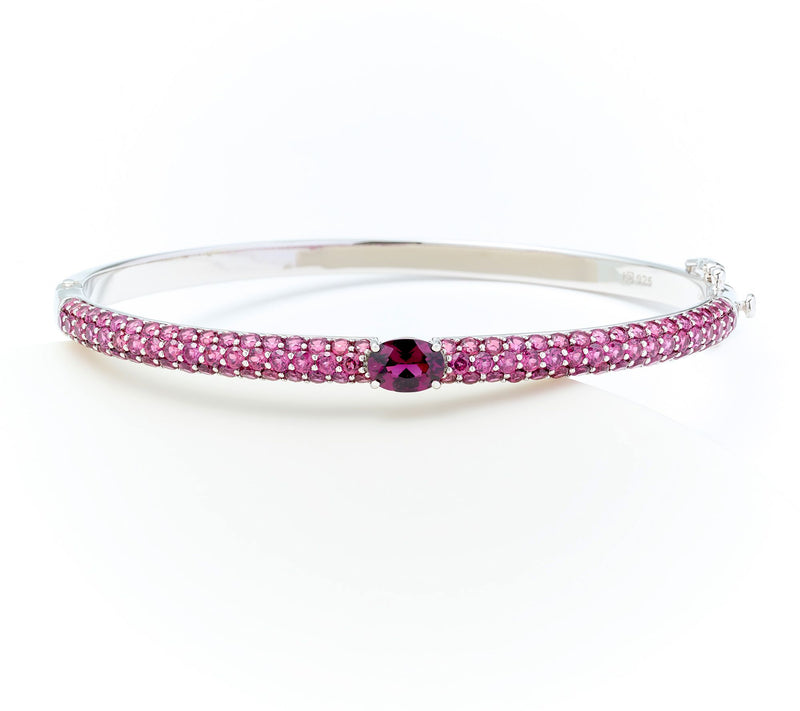 Affinity Gems Oval Gemstone Bangle, Sterling Silver — View 12