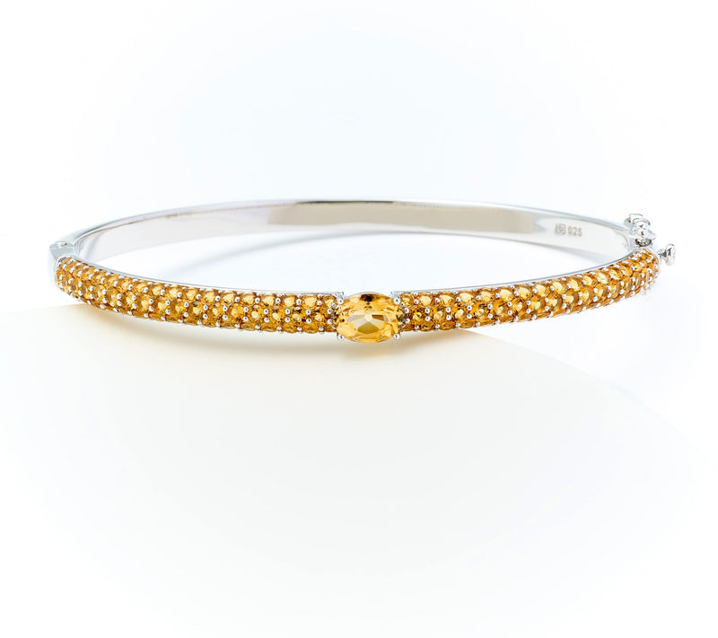 Affinity Gems Oval Gemstone Bangle, Sterling Silver — View 13