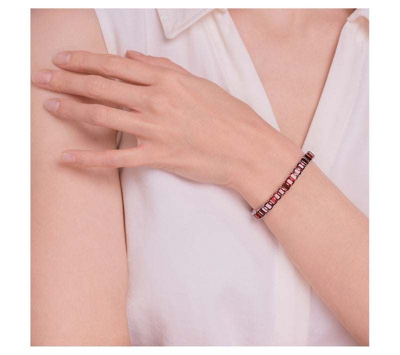 Affinity Gems 25.70 cttw Garnet Tennis Bracelet, Sterling — View 4