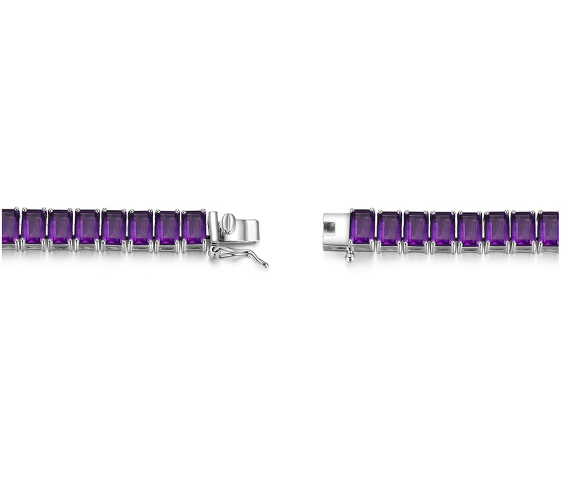 Affinity Gems Emerald Cut Gemstone Tennis Bracelet, Sterling — View 2