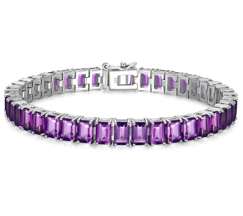 Affinity Gems Emerald Cut Gemstone Tennis Bracelet, Sterling — Main view