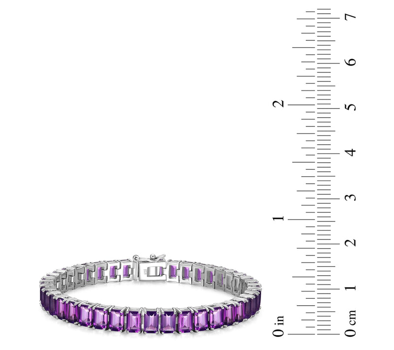 Affinity Gems Emerald Cut Gemstone Tennis Bracelet, Sterling — View 3