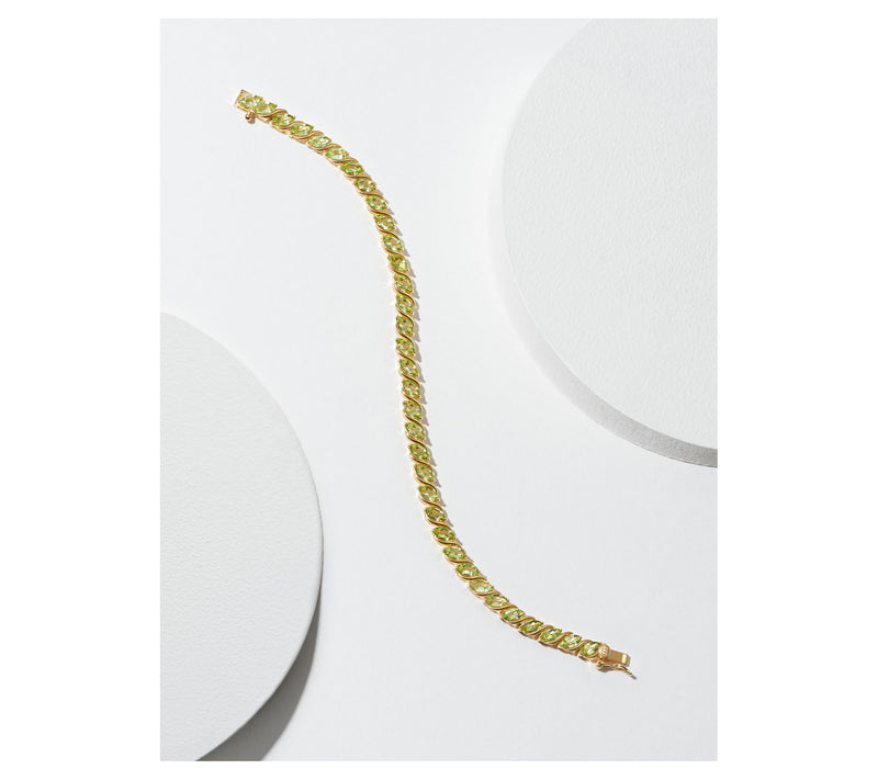 Affinity Gems Marquise Gemstone Tennis Bracelet, 18K Plated — View 3