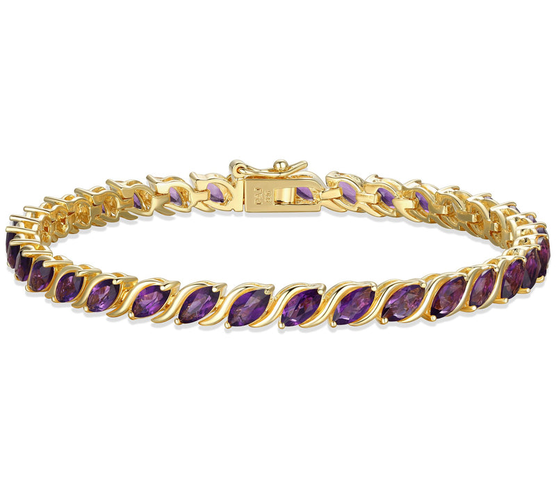 Affinity Gems Marquise Gemstone Tennis Bracelet, 18K Plated — View 12