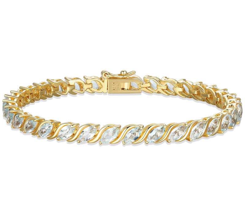 Affinity Gems Marquise Gemstone Tennis Bracelet, 18K Plated — View 13