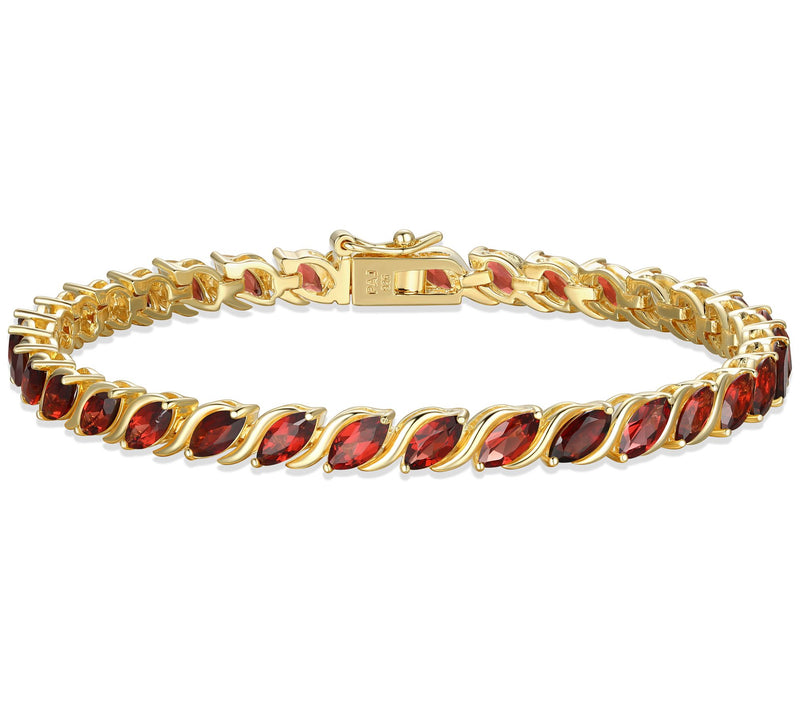 Affinity Gems Marquise Gemstone Tennis Bracelet, 18K Plated — View 14