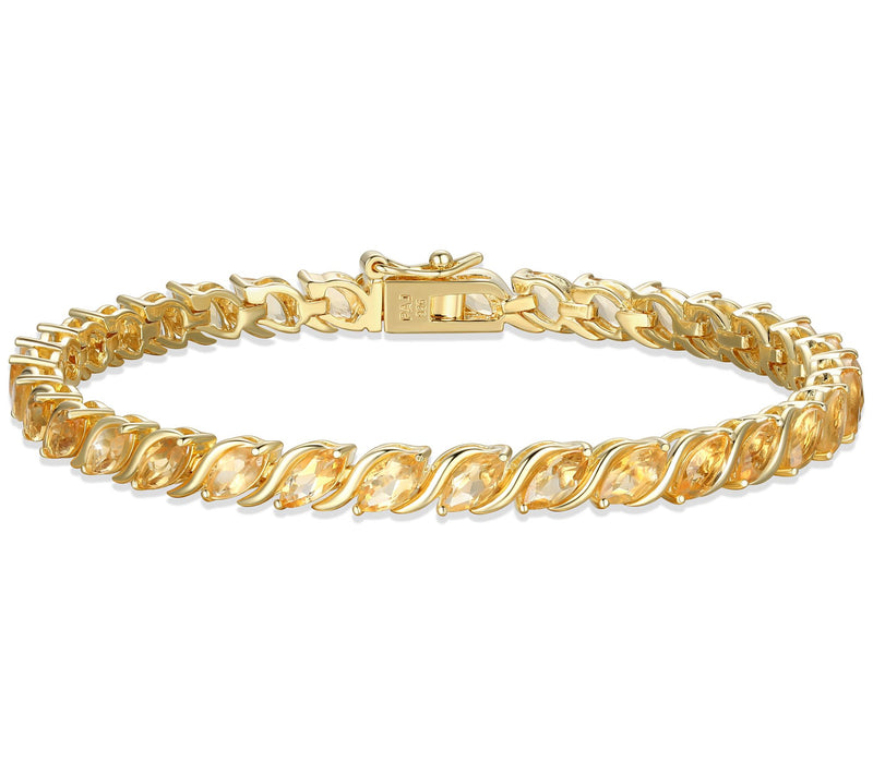 Affinity Gems Marquise Gemstone Tennis Bracelet, 18K Plated — View 16