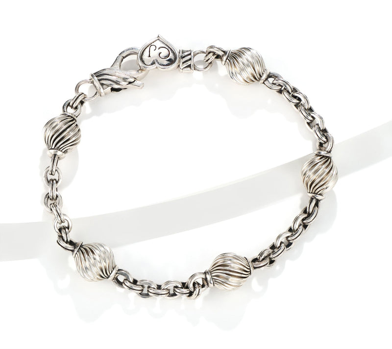 Christian James by Scott Grimes Sterling Silver Bead Station Rolo Bracelet — Main view
