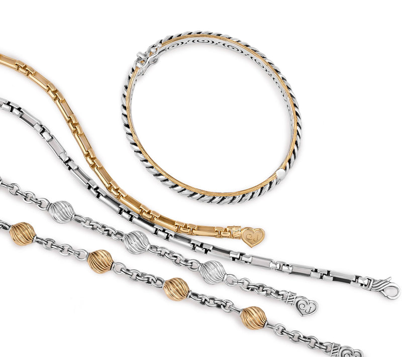 Christian James by Scott Grimes Sterling Silver Bead Station Rolo Bracelet — View 3