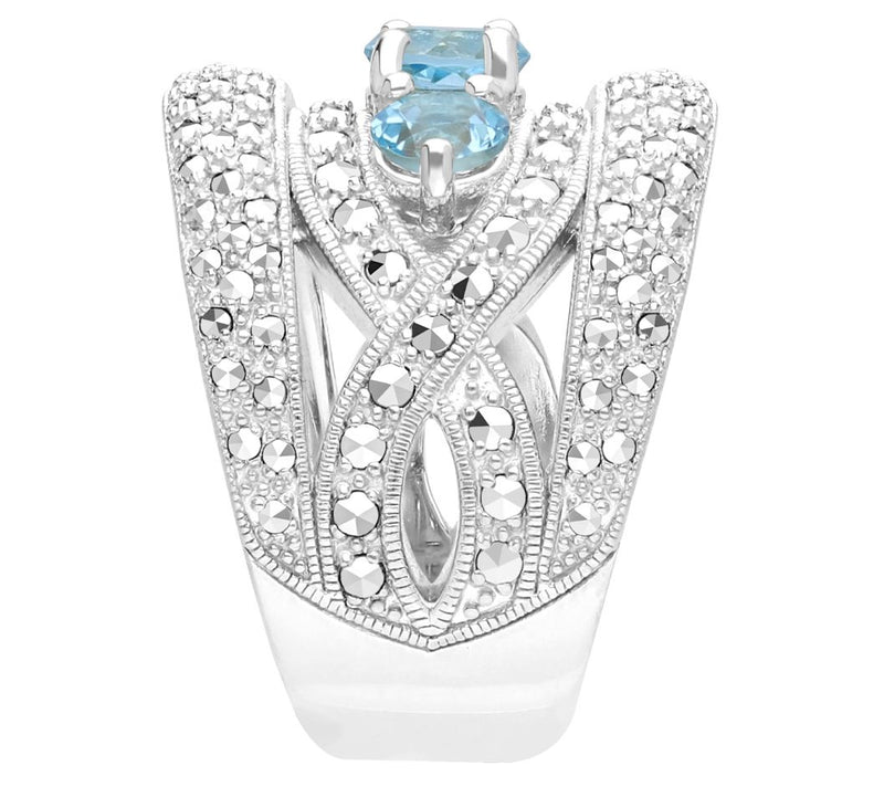 Dallas Prince Sterling Chrome Marcasite & TopazBand Ring — View 4