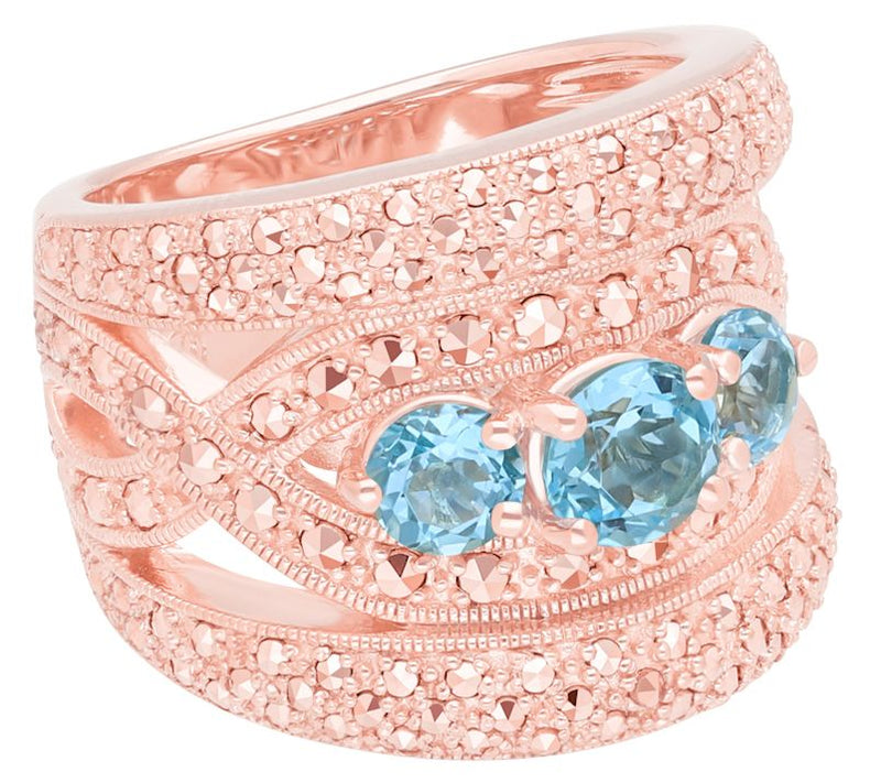 Dallas Prince 14K Clad Marcasite & Topaz Highway Band Ring — View 3