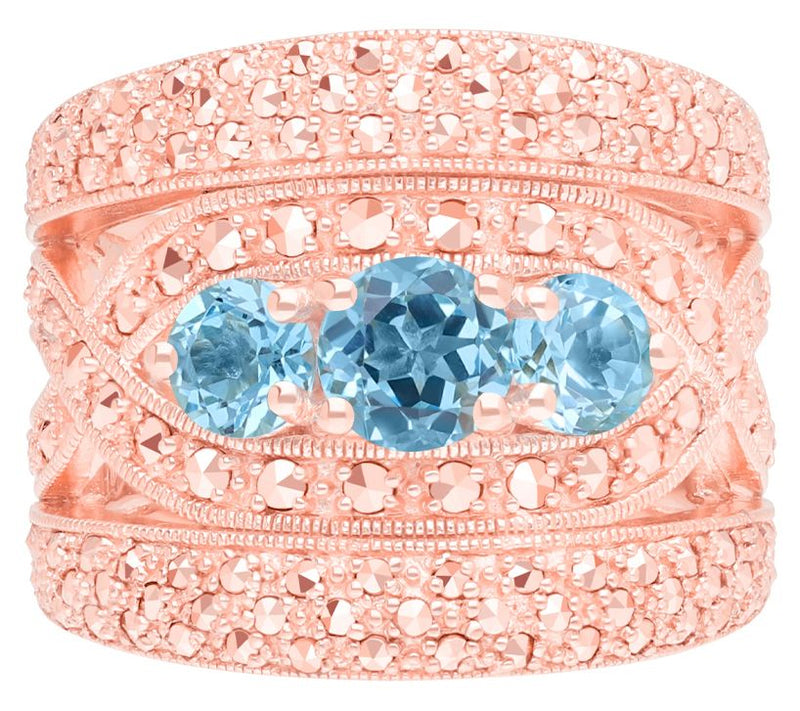 Dallas Prince 14K Clad Marcasite & Topaz Highway Band Ring — View 6
