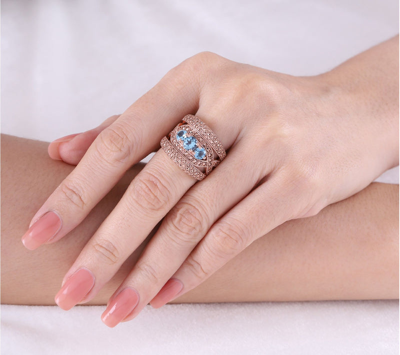 Dallas Prince 14K Clad Marcasite & Topaz Highway Band Ring — View 8