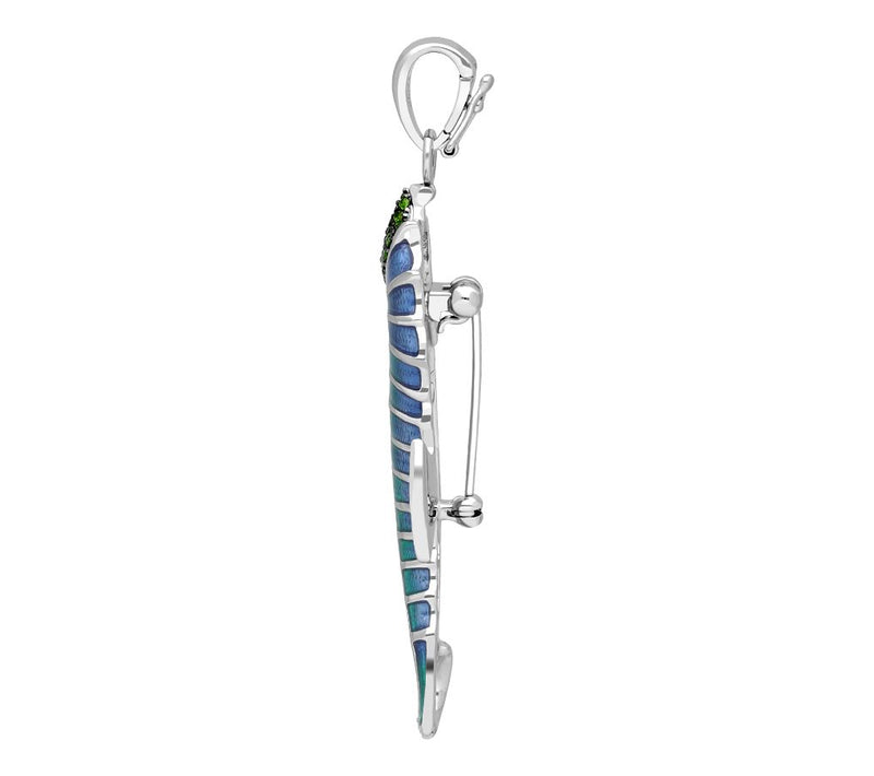Ariva Sterling Silver Gemstone & Enamel Seahorse Pin Pendant — View 6