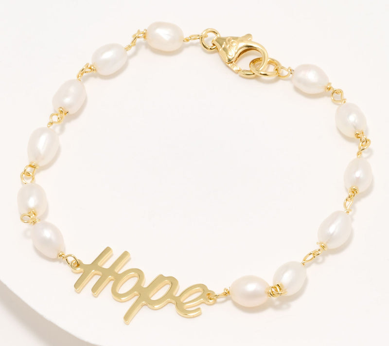 Honora Cultured Pearl Inspirational Bracelet, 18K Gold Plated — Main view