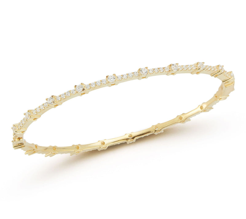 Sterlina Silver Pave Thin Bangle, 14K Gold Plated — View 9