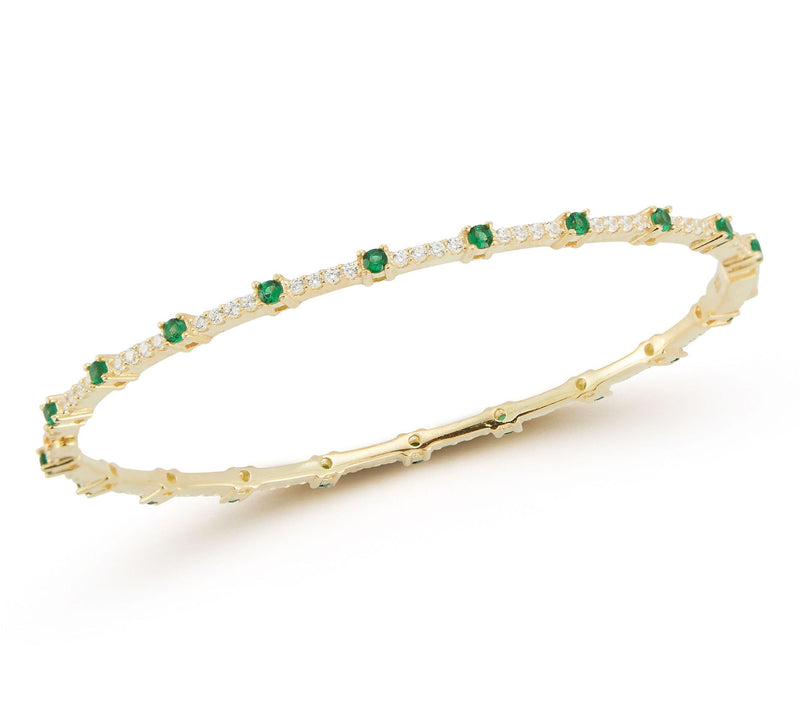Sterlina Silver Pave Thin Bangle, 14K Gold Plated — View 6