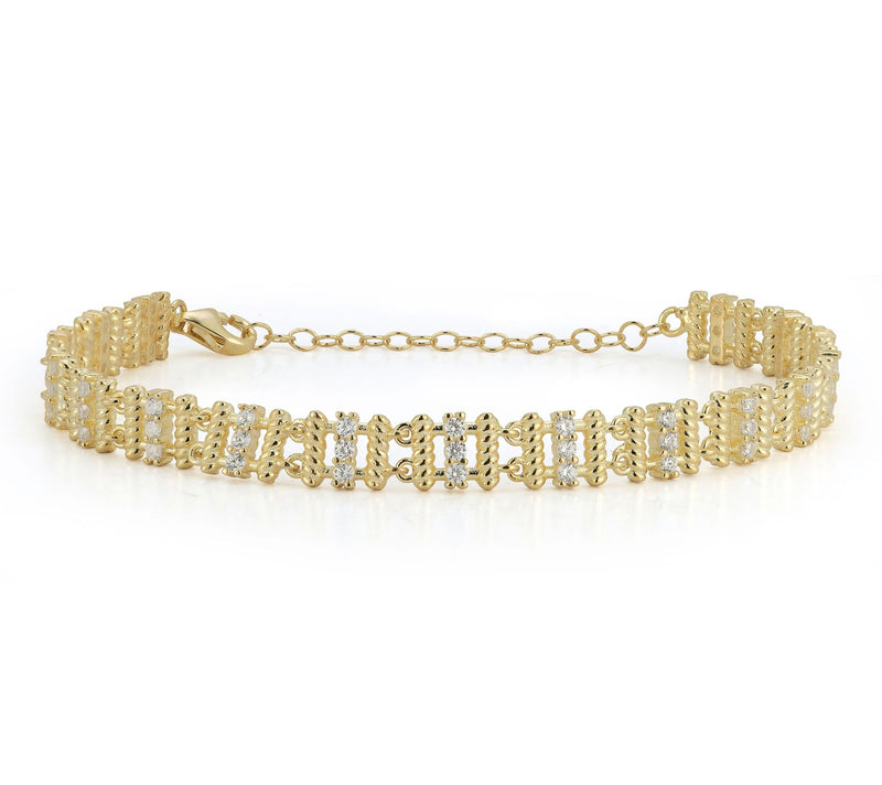 Sterlina Silver Pave Fence Frame Bracelet, Sterling — View 3