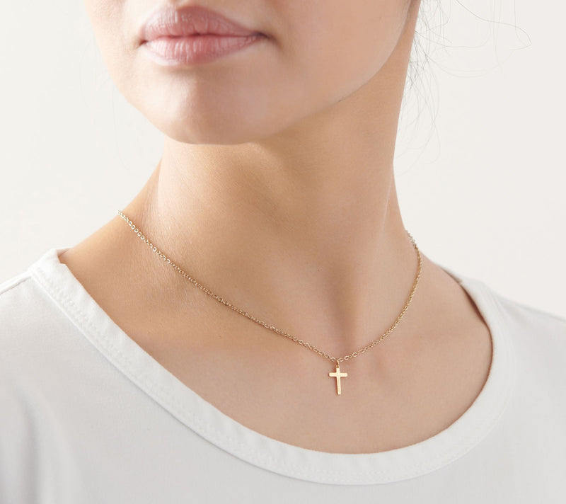 The Vintage Sparrow 14K Gold Plated Cross Necklace — View 4