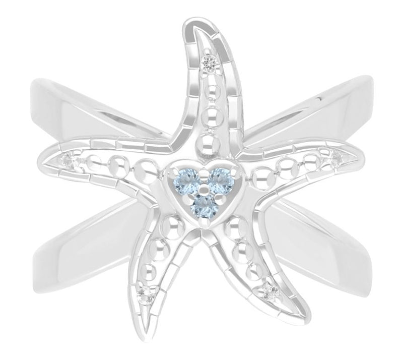 Goddaughters Sterling Silver Topaz Starfish Ring — View 2