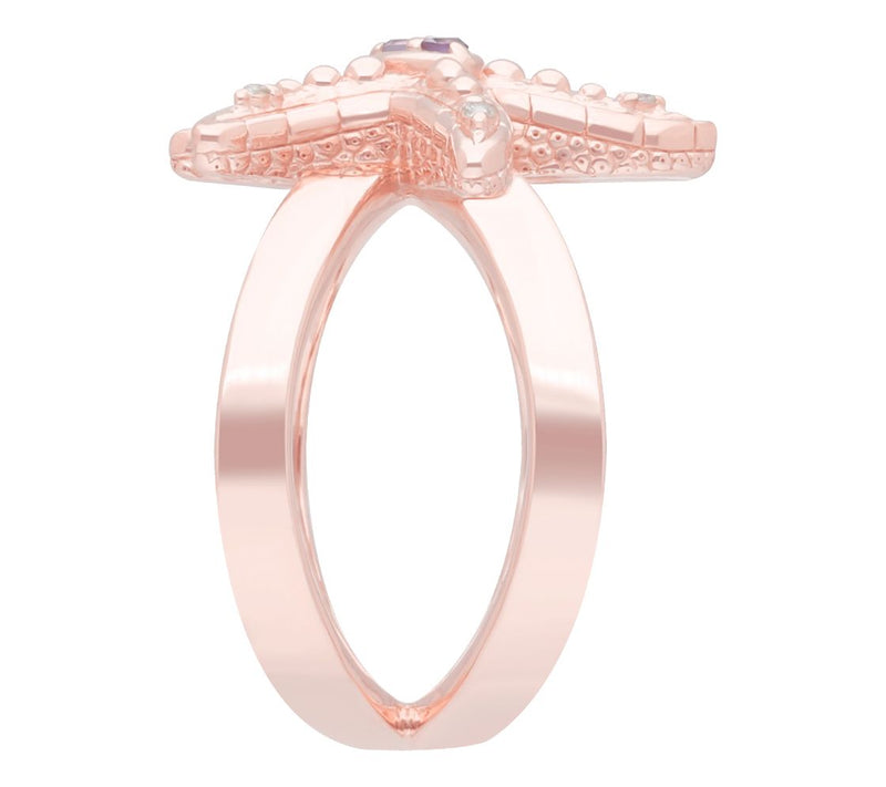Goddaughters 14K Rose Clad Amethyst & Topaz Starfish Ring — View 4