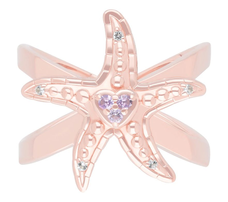 Goddaughters 14K Rose Clad Amethyst & Topaz Starfish Ring — View 2