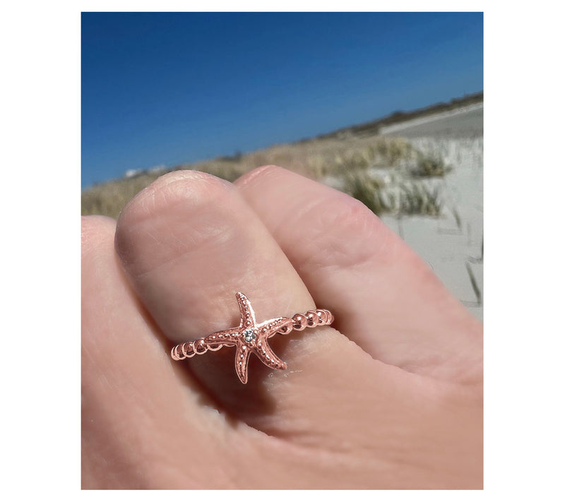Goddaughters 14K Rose Clad White Topaz Mini Starfish Ring — View 4