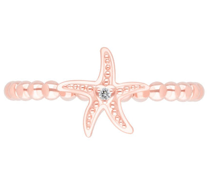Goddaughters 14K Rose Clad White Topaz Mini Starfish Ring