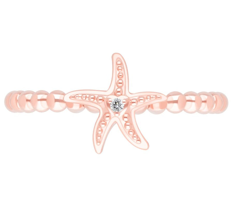 Goddaughters 14K Rose Clad White Topaz Mini Starfish Ring — Main view