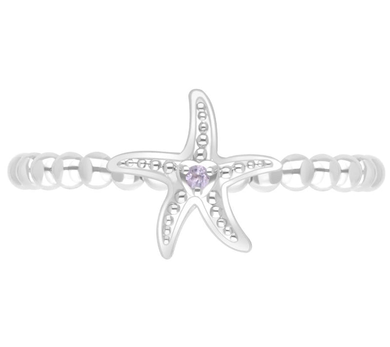 Goddaughters Sterling Silver Pink Amethyst MiniStarfish Ring — Main view
