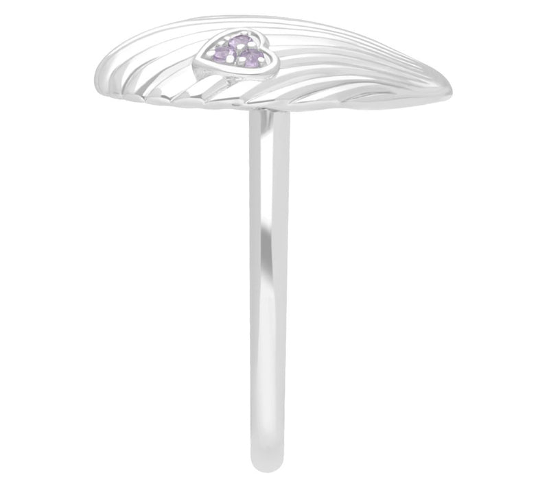 Goddaughters Sterling Silver Pink Amethyst LoveShell Ring — View 4