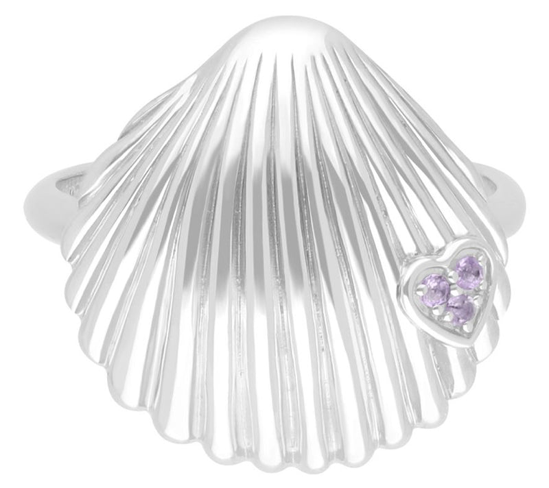 Goddaughters Sterling Silver Pink Amethyst LoveShell Ring — Main view